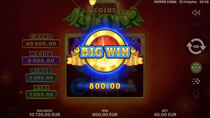 Pepper Coins - Gros gain sur une grille 3x3
